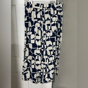 Abstract Navy and White Patterned Pants